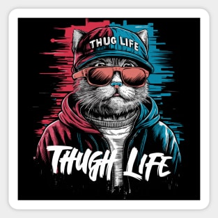 Thug Life Cat Design in Bold Colors Sticker